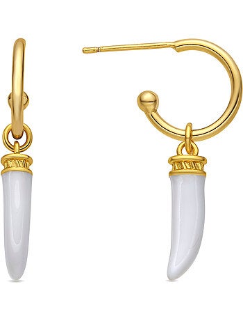 Boucles d'oreilles Luxenter et plaqué or 18k et résine crème - Khira