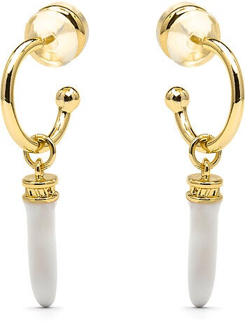 Boucles d'oreilles Luxenter et plaqué or 18k et résine crème - Khira