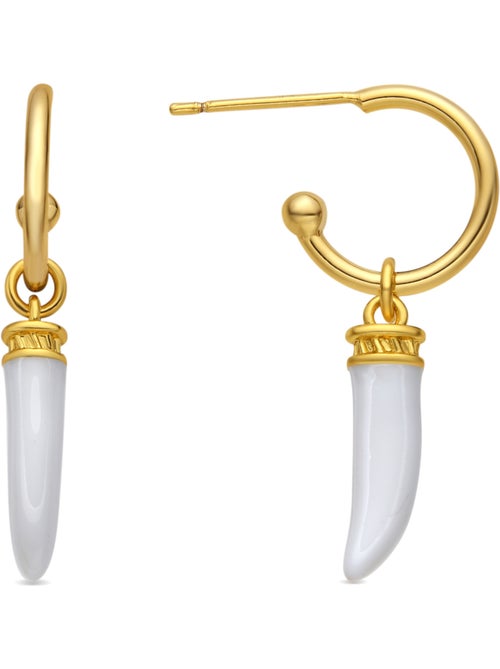 Boucles d'oreilles Luxenter et plaqué or 18k et résine crème - Khira - Kiabi