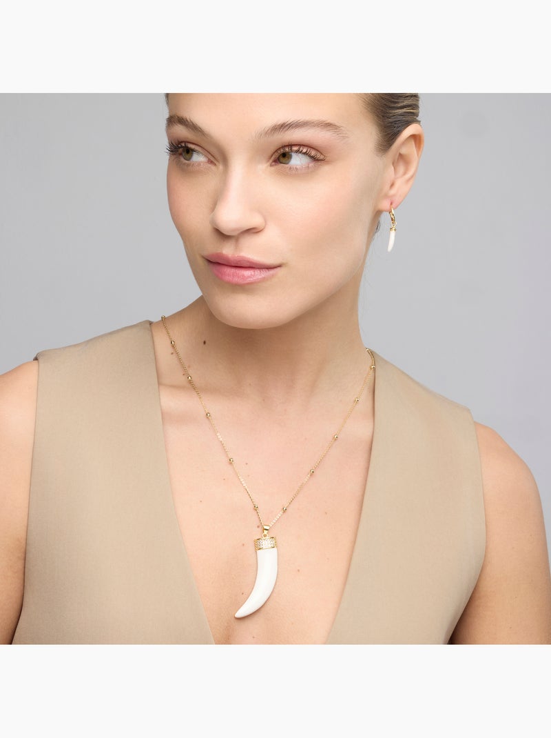 Boucles d'oreilles Luxenter et plaqué or 18k et résine crème - Khira Multicolore - Kiabi