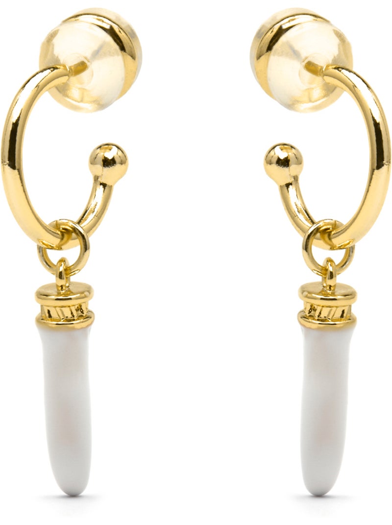 Boucles d'oreilles Luxenter et plaqué or 18k et résine crème - Khira Multicolore - Kiabi