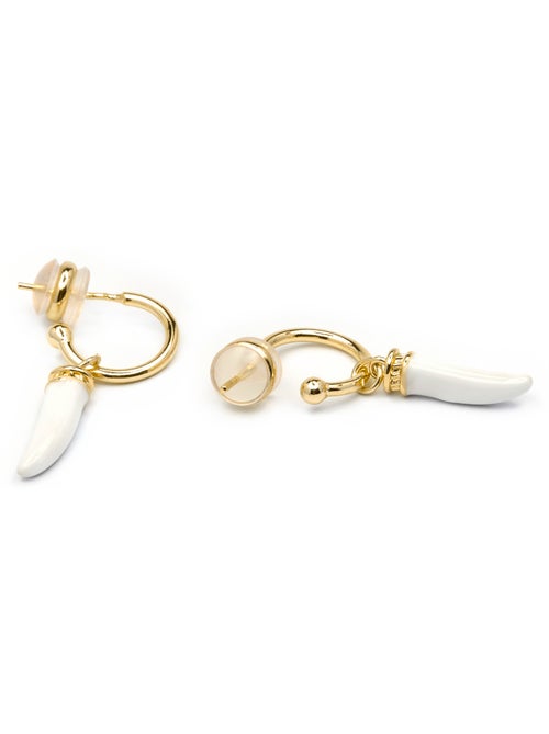 Boucles d'oreilles Luxenter et plaqué or 18k et résine crème - Khira - Kiabi