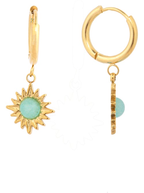 Boucles d'oreilles Luxenter et plaqué or 18k et turquoise - Daoni - Kiabi
