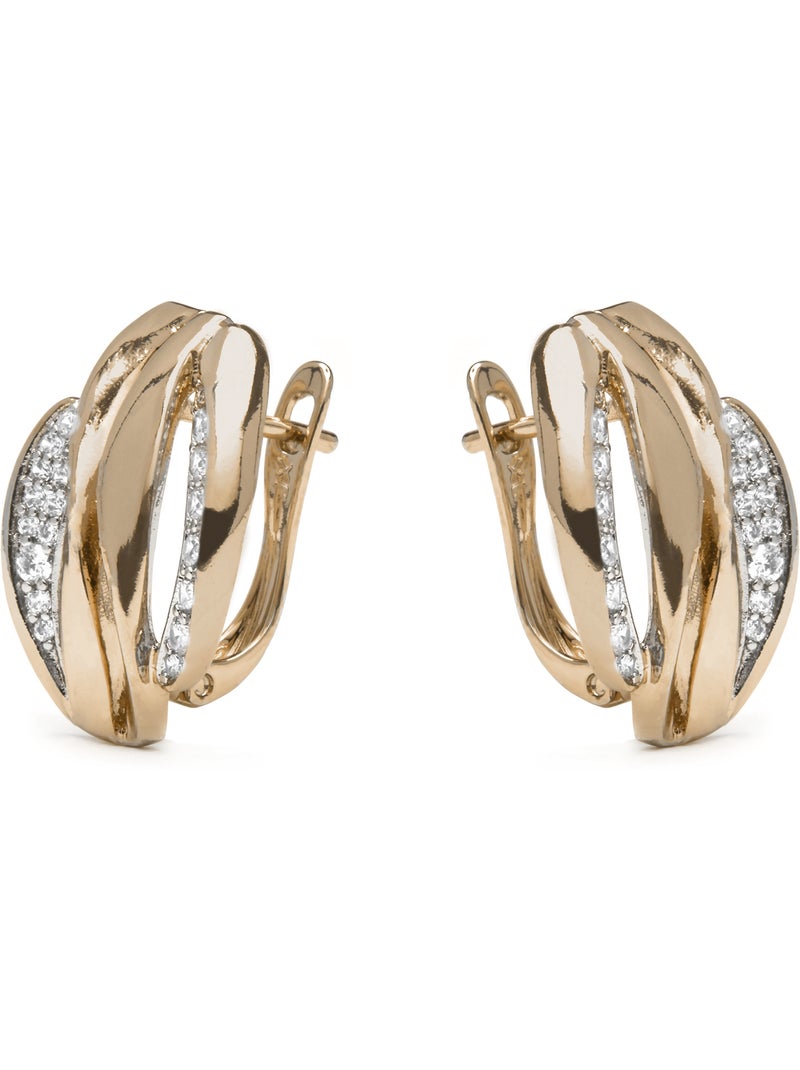 Boucles d'oreilles Luxenter et plaqué or 18k et zircon brillant - Balik Argent - Kiabi
