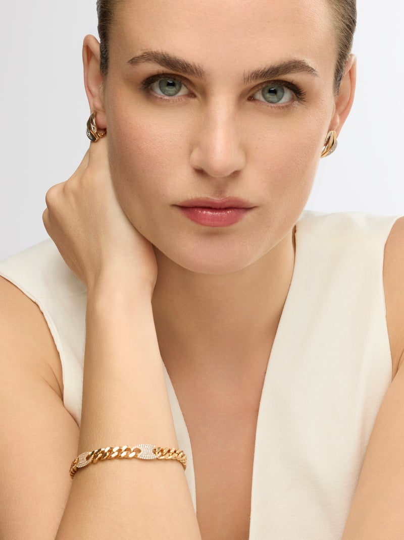 Boucles d'oreilles Luxenter et plaqué or 18k et zircon brillant - Balik Blanc - Kiabi