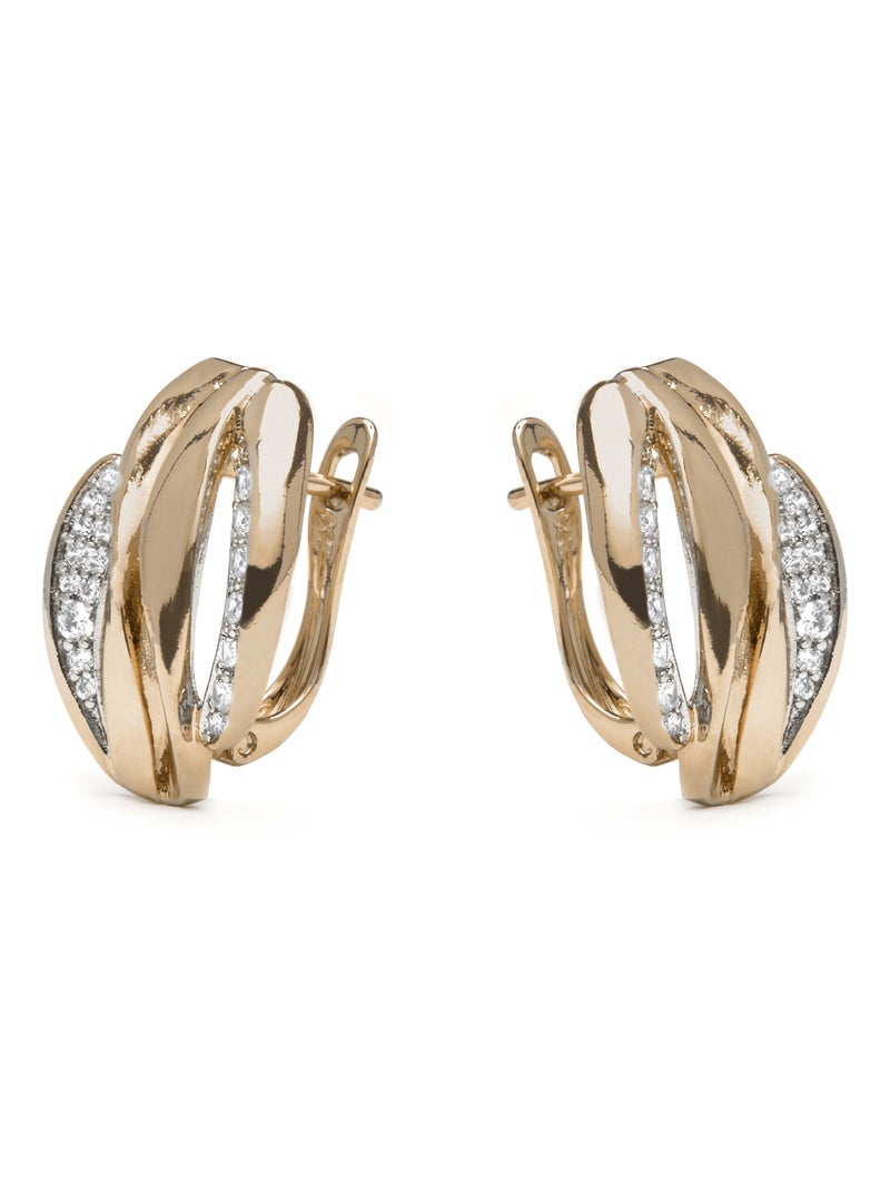 Boucles d'oreilles Luxenter et plaqué or 18k et zircon brillant - Balik Blanc - Kiabi