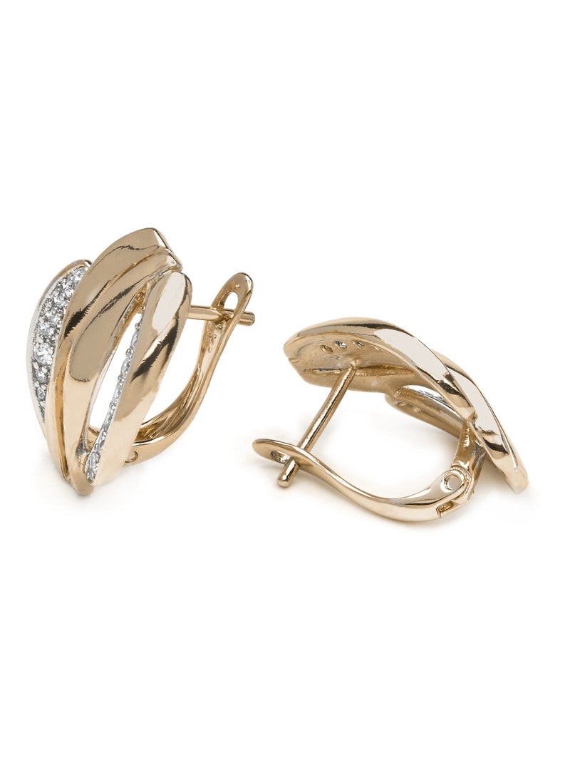 Boucles d'oreilles Luxenter et plaqué or 18k et zircon brillant - Balik Blanc - Kiabi