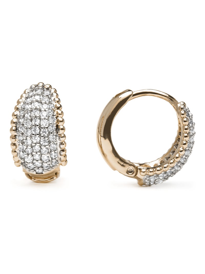 Boucles d'oreilles Luxenter et plaqué or 18k et zircon brillant - Cinea Blanc - Kiabi