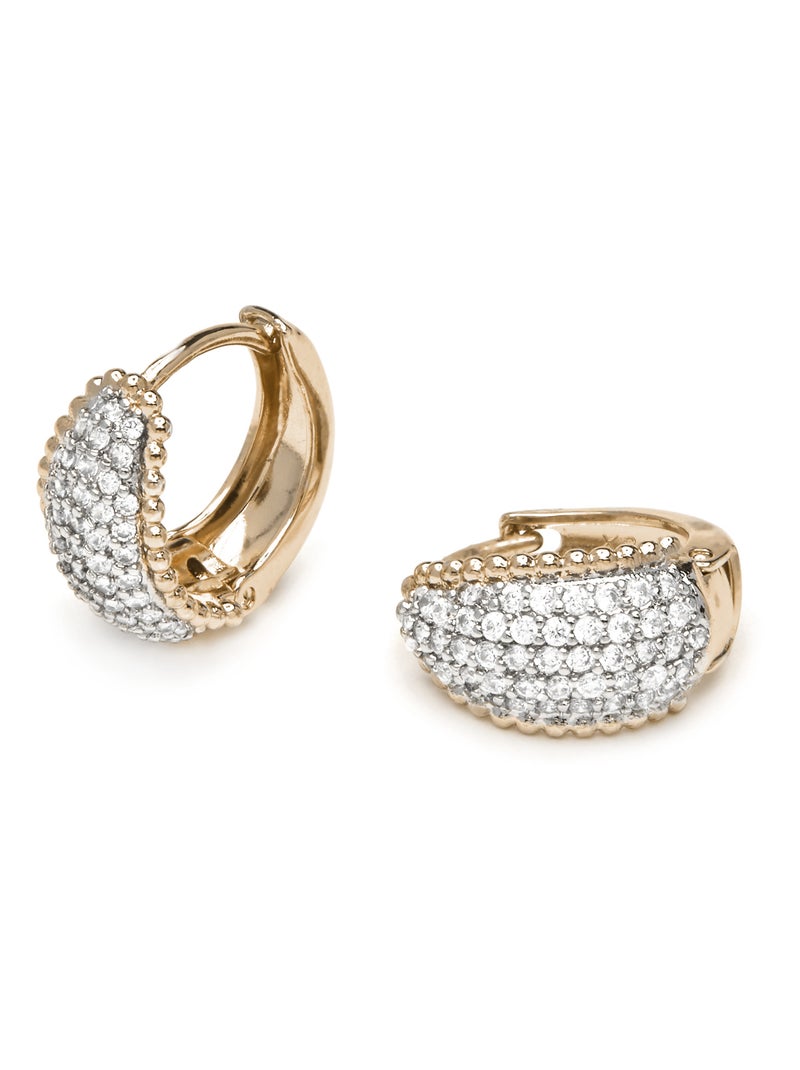 Boucles d'oreilles Luxenter et plaqué or 18k et zircon brillant - Cinea Blanc - Kiabi