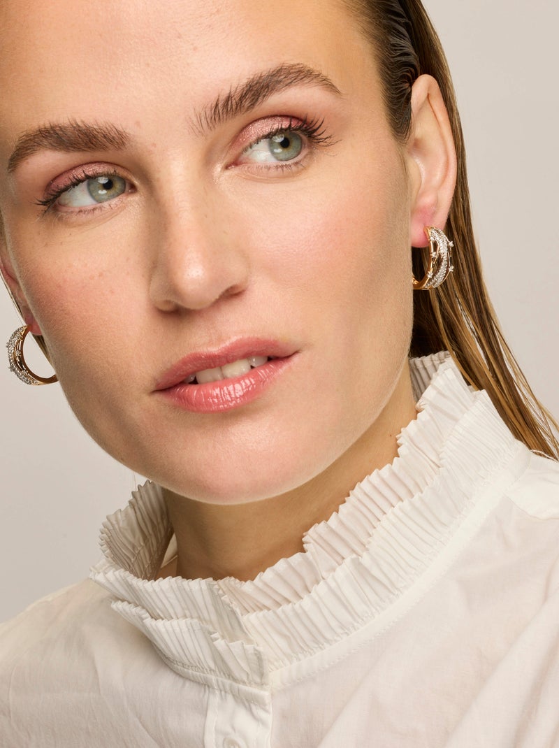 Boucles d'oreilles Luxenter et plaqué or 18k et zircon brillant - Hax Blanc - Kiabi