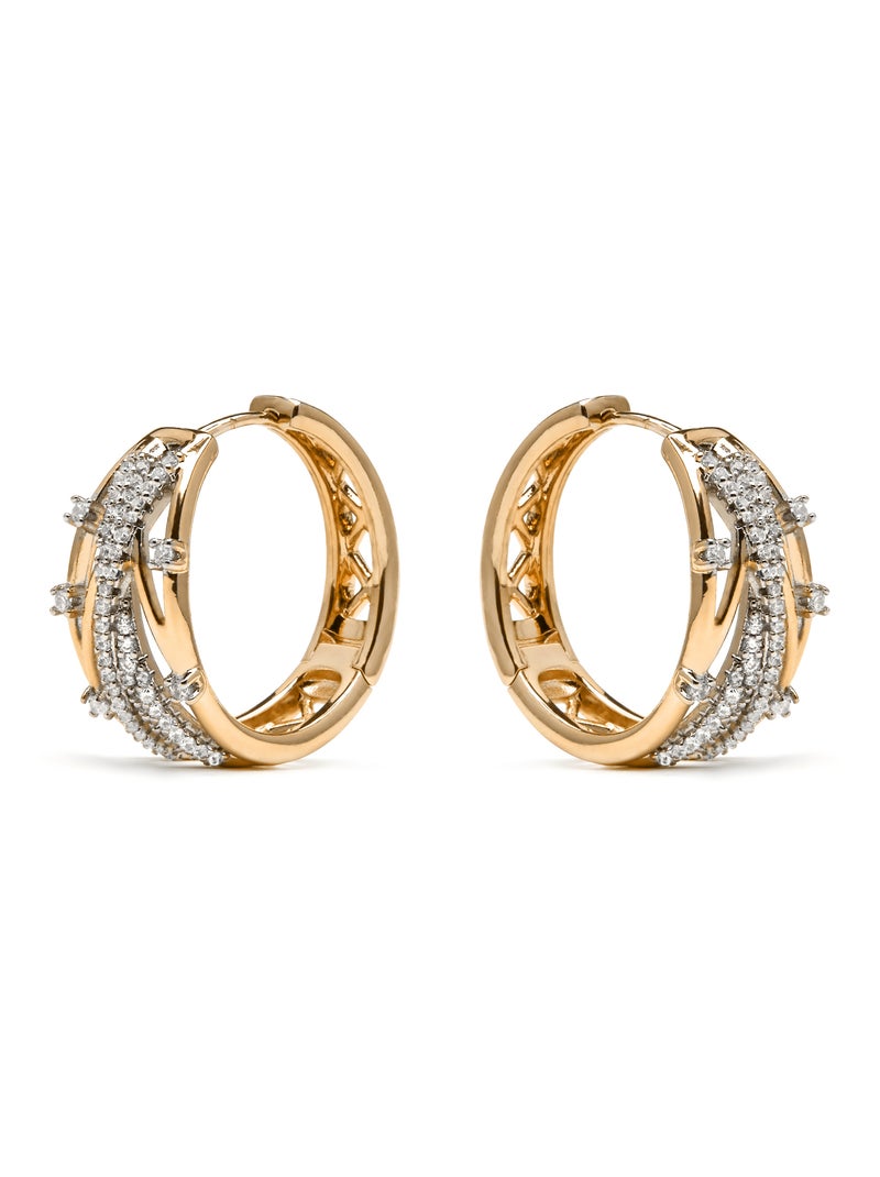 Boucles d'oreilles Luxenter et plaqué or 18k et zircon brillant - Hax Blanc - Kiabi