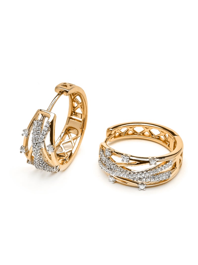 Boucles d'oreilles Luxenter et plaqué or 18k et zircon brillant - Hax Blanc - Kiabi