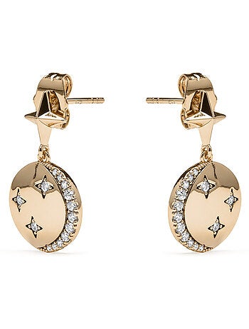 Boucles d'oreilles Luxenter et plaqué or 18k et zircon brillant - Larad