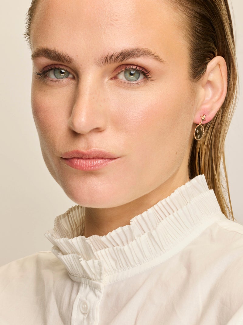 Boucles d'oreilles Luxenter et plaqué or 18k et zircon brillant - Larad Blanc - Kiabi