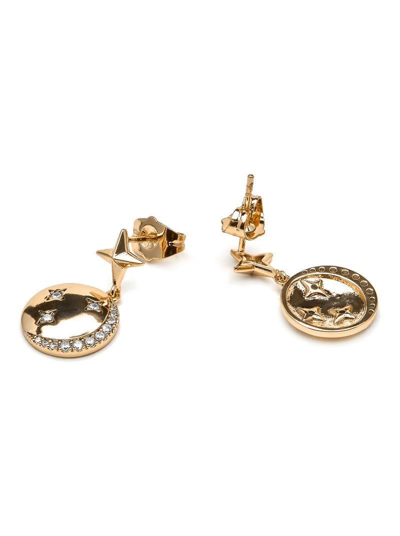 Boucles d'oreilles Luxenter et plaqué or 18k et zircon brillant - Larad Blanc - Kiabi