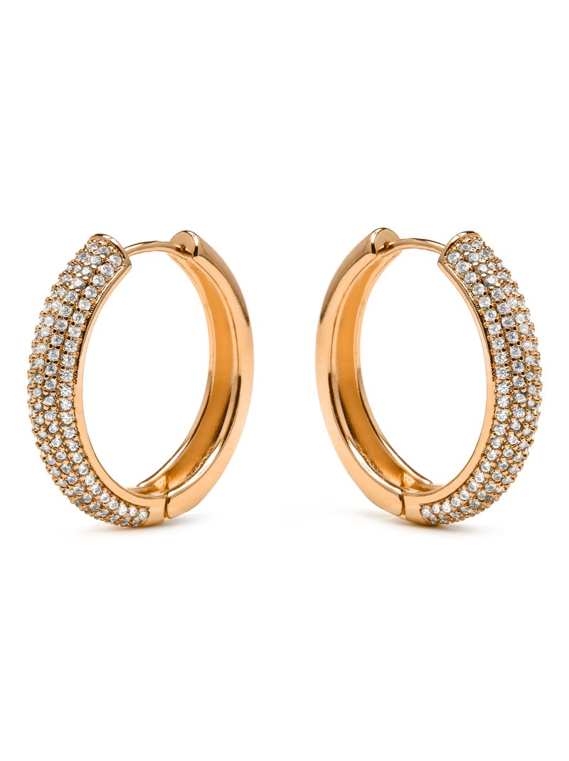 Boucles d'oreilles Luxenter et plaqué or 18k et zircon brillant - Mapris Blanc - Kiabi