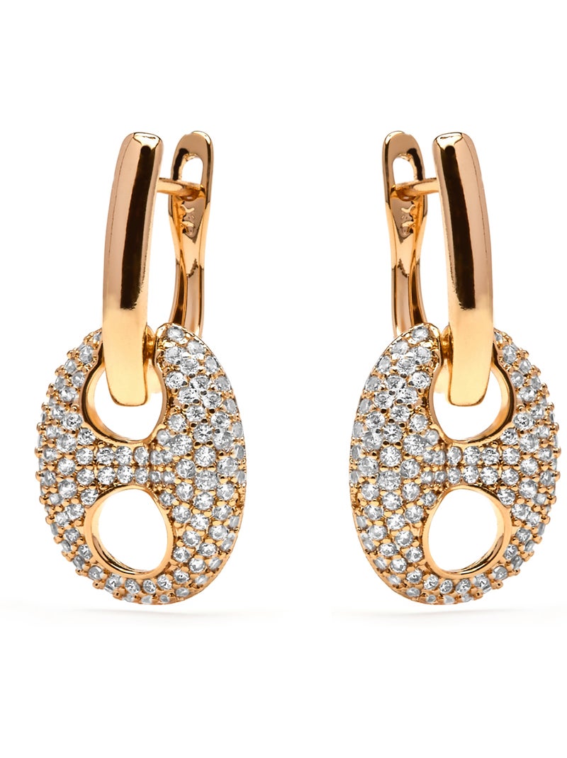 Boucles d'oreilles Luxenter et plaqué or 18k et zircon brillant - Memat Argent - Kiabi