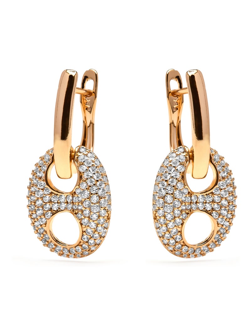Boucles d'oreilles Luxenter et plaqué or 18k et zircon brillant - Memat Blanc - Kiabi