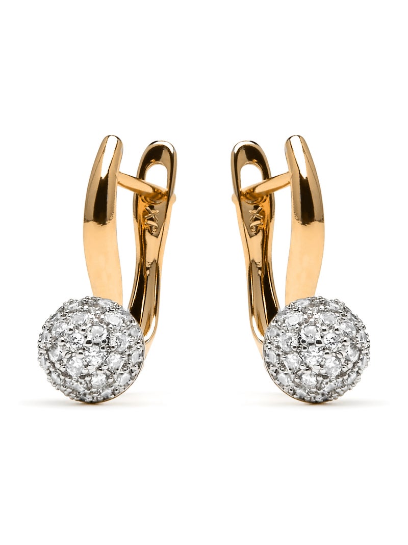 Boucles d'oreilles Luxenter et plaqué or 18k et zircon brillant - Mnio Blanc - Kiabi