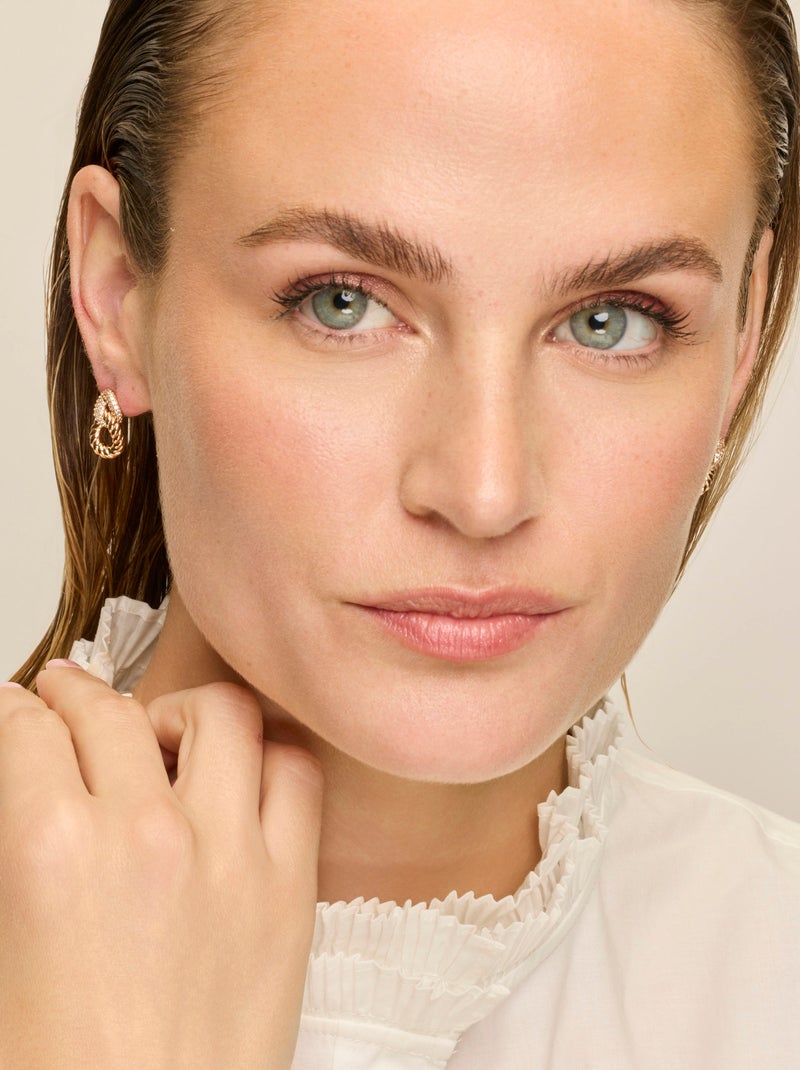 Boucles d'oreilles Luxenter et plaqué or 18k et zircon brillant - Ramcall Blanc - Kiabi