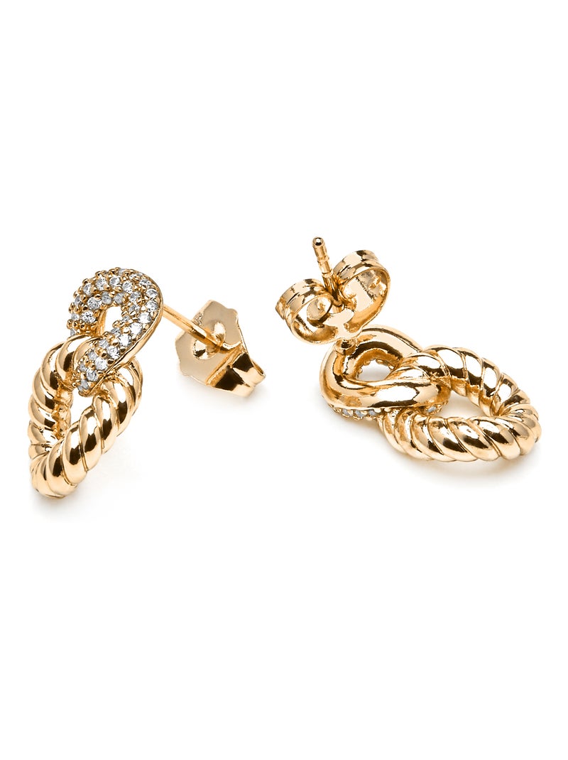 Boucles d'oreilles Luxenter et plaqué or 18k et zircon brillant - Ramcall Blanc - Kiabi