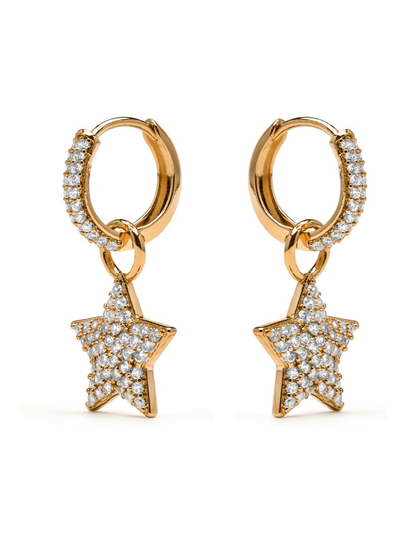Boucles d'oreilles Luxenter et plaqué or 18k et zircon brillant - Sasti Blanc - Kiabi