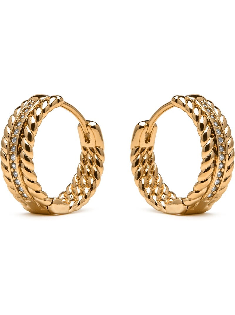 Boucles d'oreilles Luxenter et plaqué or 18k et zircon brillant - Yugge Blanc - Kiabi