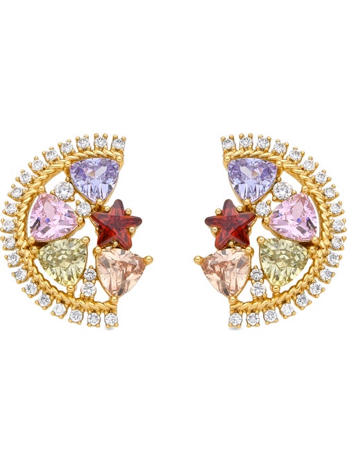 Boucles d'oreilles Luxenter et plaqué or 18k et zircon multicolore - Brok - Kiabi