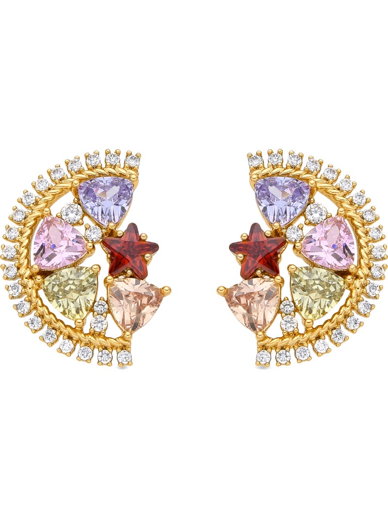 Boucles d'oreilles Luxenter et plaqué or 18k et zircon multicolore - Brok Multicolore - Kiabi