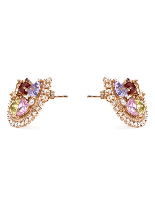 Boucles d'oreilles Luxenter et plaqué or 18k et zircon multicolore - Brok - Kiabi