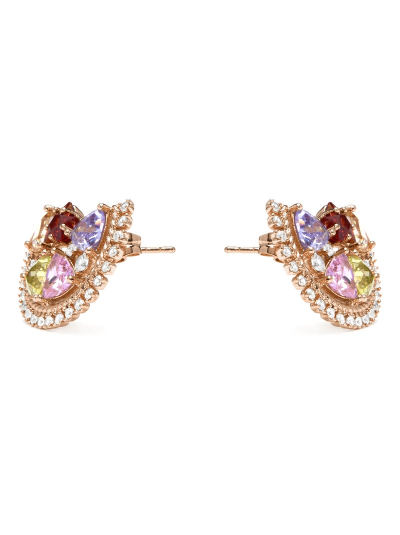 Boucles d'oreilles Luxenter et plaqué or 18k et zircon multicolore - Brok Multicolore - Kiabi