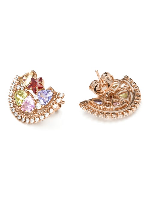 Boucles d'oreilles Luxenter et plaqué or 18k et zircon multicolore - Brok - Kiabi