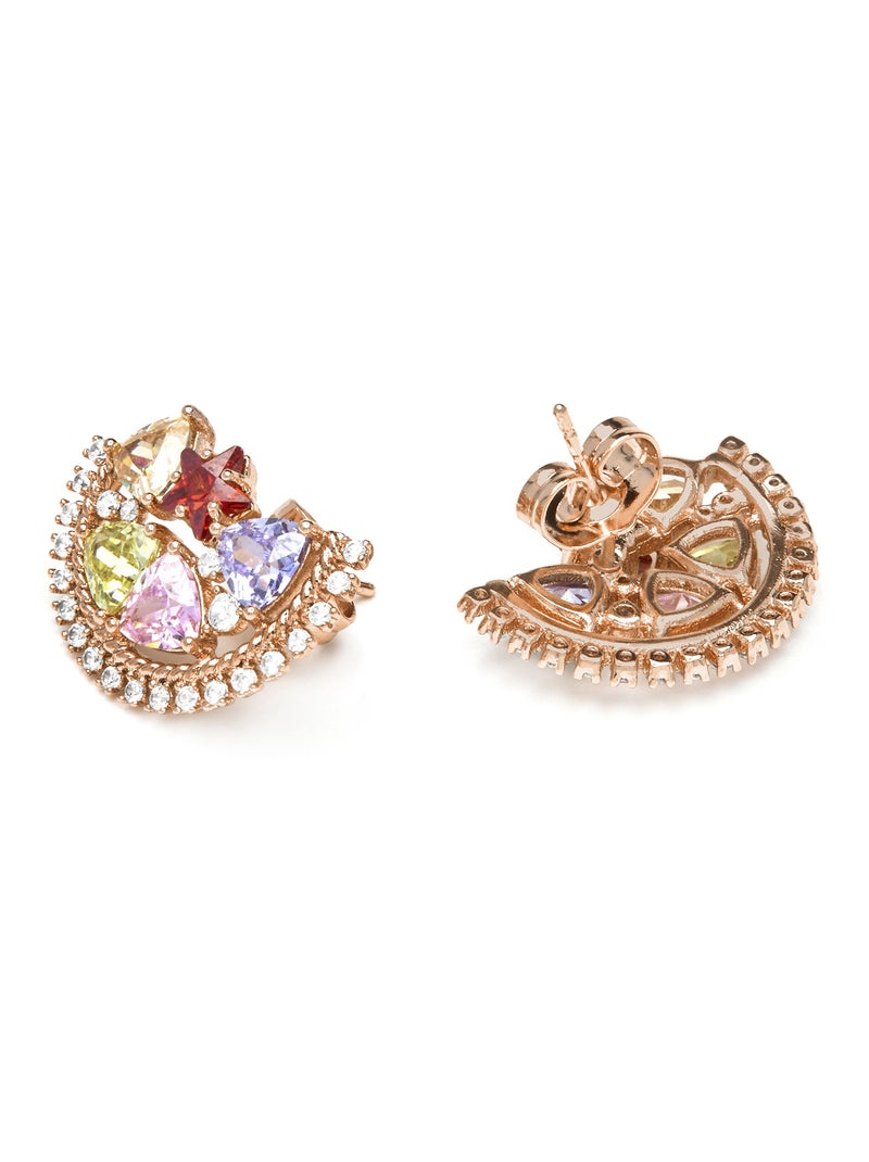 Boucles d'oreilles Luxenter et plaqué or 18k et zircon multicolore - Brok Multicolore - Kiabi