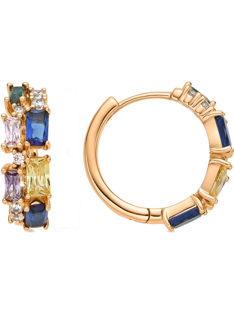 Boucles d'oreilles Luxenter et plaqué or 18k et zircon multicolore - Rurik Multicolore - Kiabi