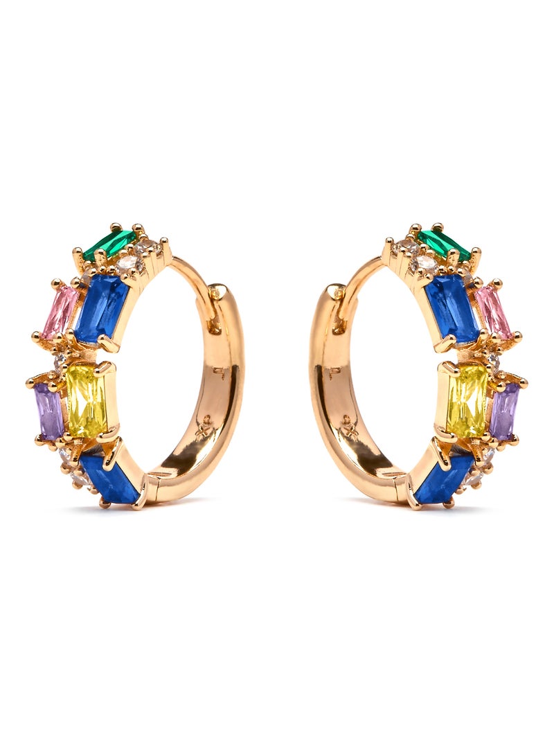 Boucles d'oreilles Luxenter et plaqué or 18k et zircon multicolore - Rurik Multicolore - Kiabi