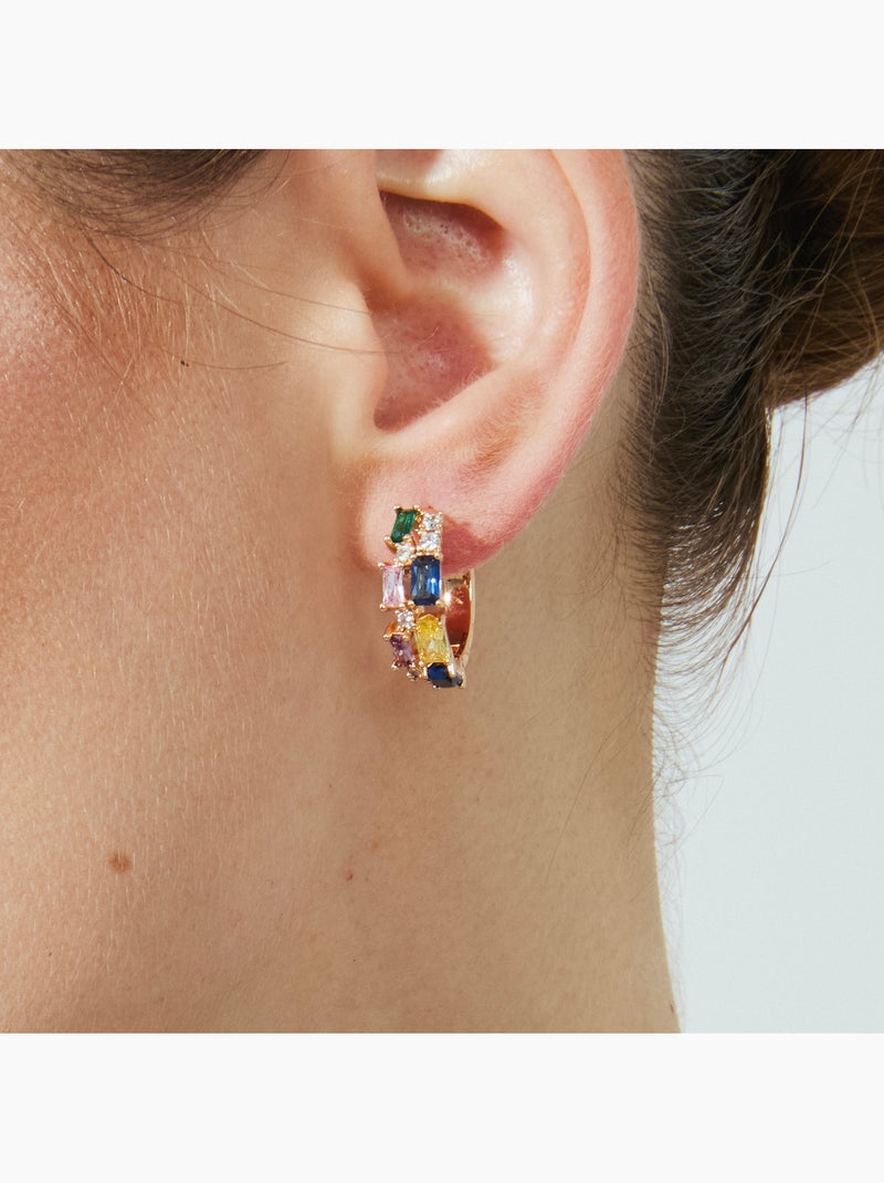 Boucles d'oreilles Luxenter et plaqué or 18k et zircon multicolore - Rurik Multicolore - Kiabi
