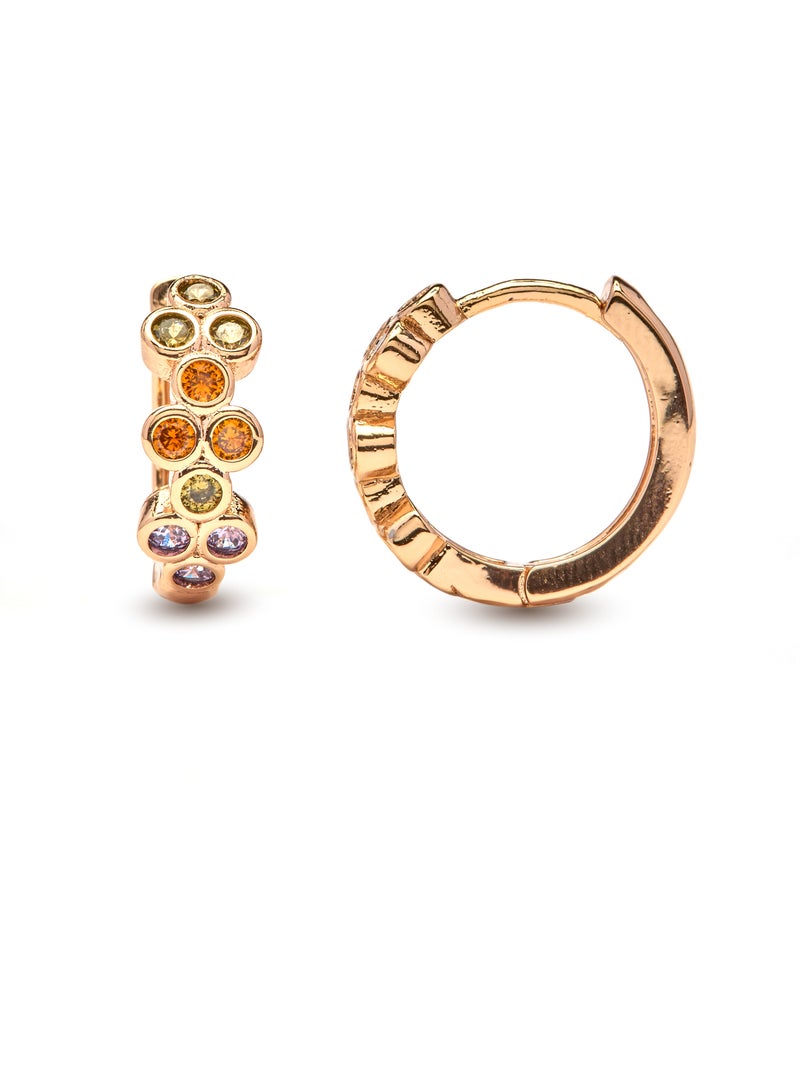Boucles d'oreilles Luxenter et plaqué or 18k finition zirconia multicolore - Nomeh Multicolore - Kiabi