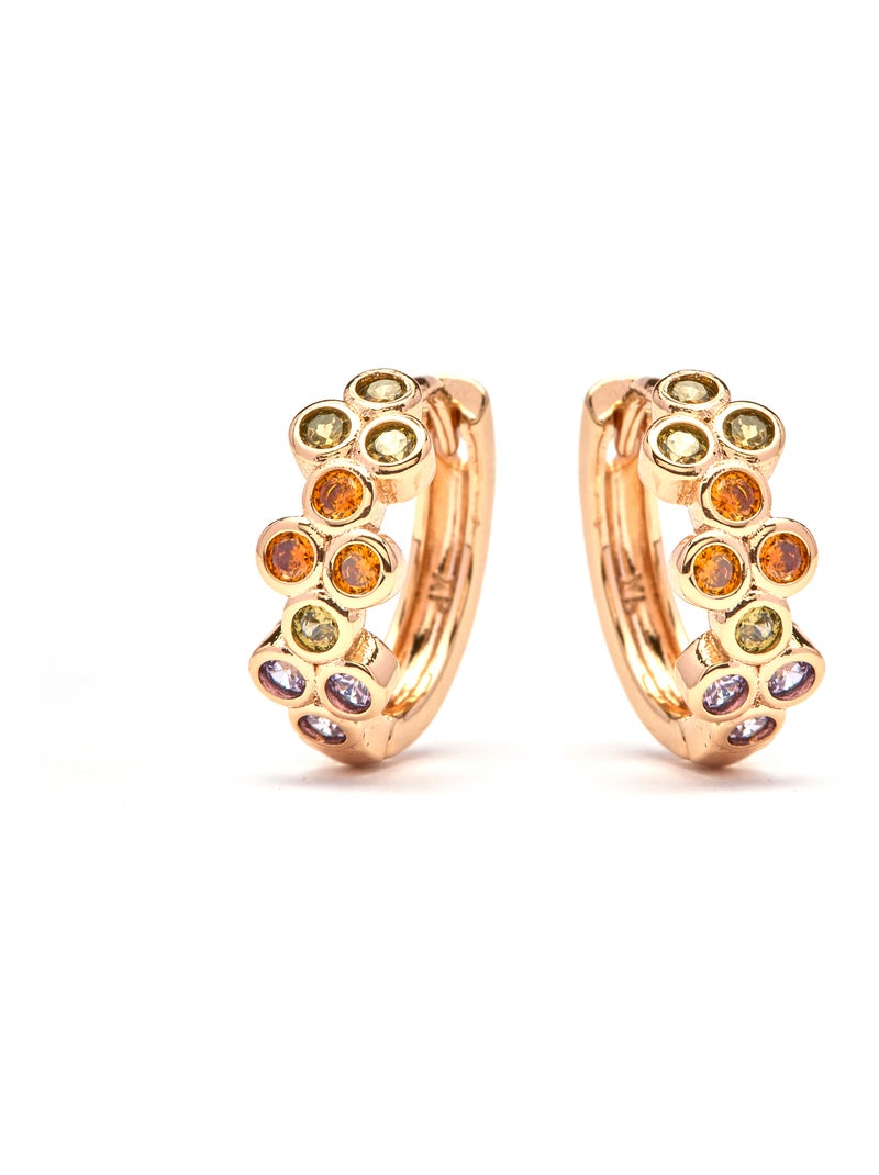 Boucles d'oreilles Luxenter et plaqué or 18k finition zirconia multicolore - Nomeh Multicolore - Kiabi