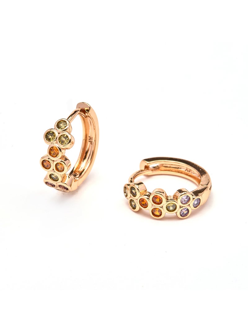 Boucles d'oreilles Luxenter et plaqué or 18k finition zirconia multicolore - Nomeh Multicolore - Kiabi