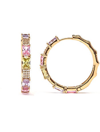 Boucles d'oreilles Luxenter et plaqué or 18k finition zirconia multicolore - Ulfan