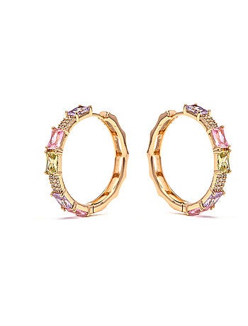 Boucles d'oreilles Luxenter et plaqué or 18k finition zirconia multicolore - Ulfan