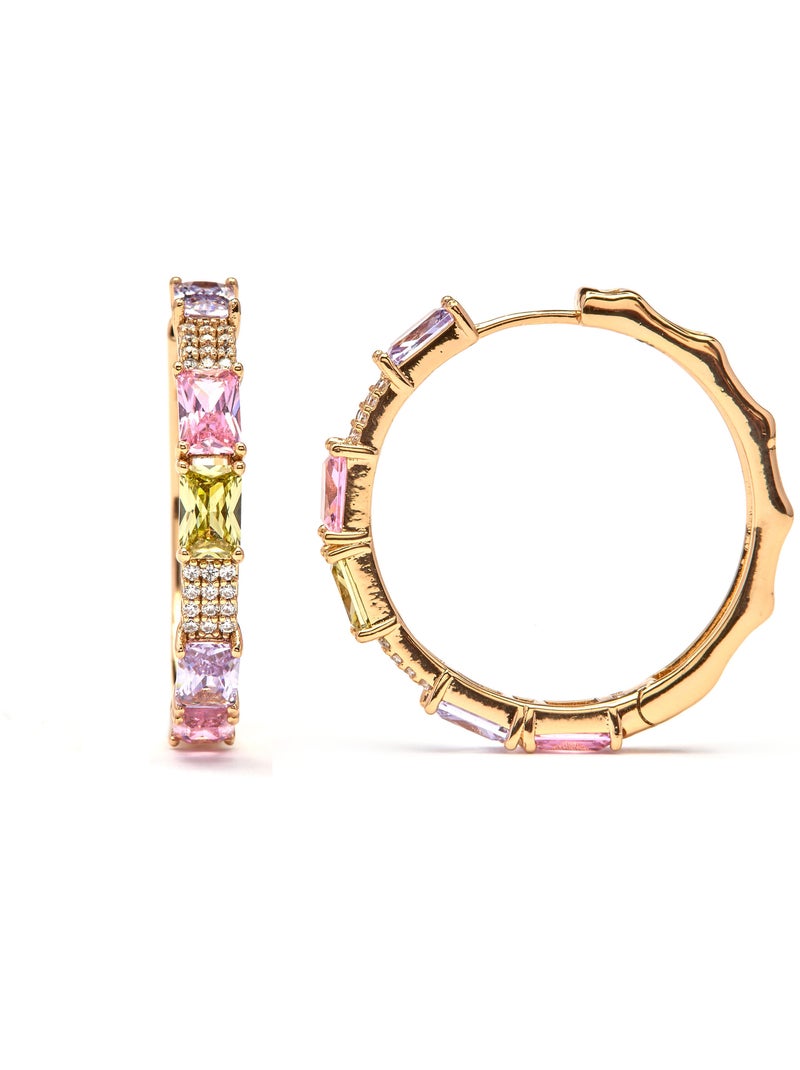 Boucles d'oreilles Luxenter et plaqué or 18k finition zirconia multicolore - Ulfan Multicolore - Kiabi