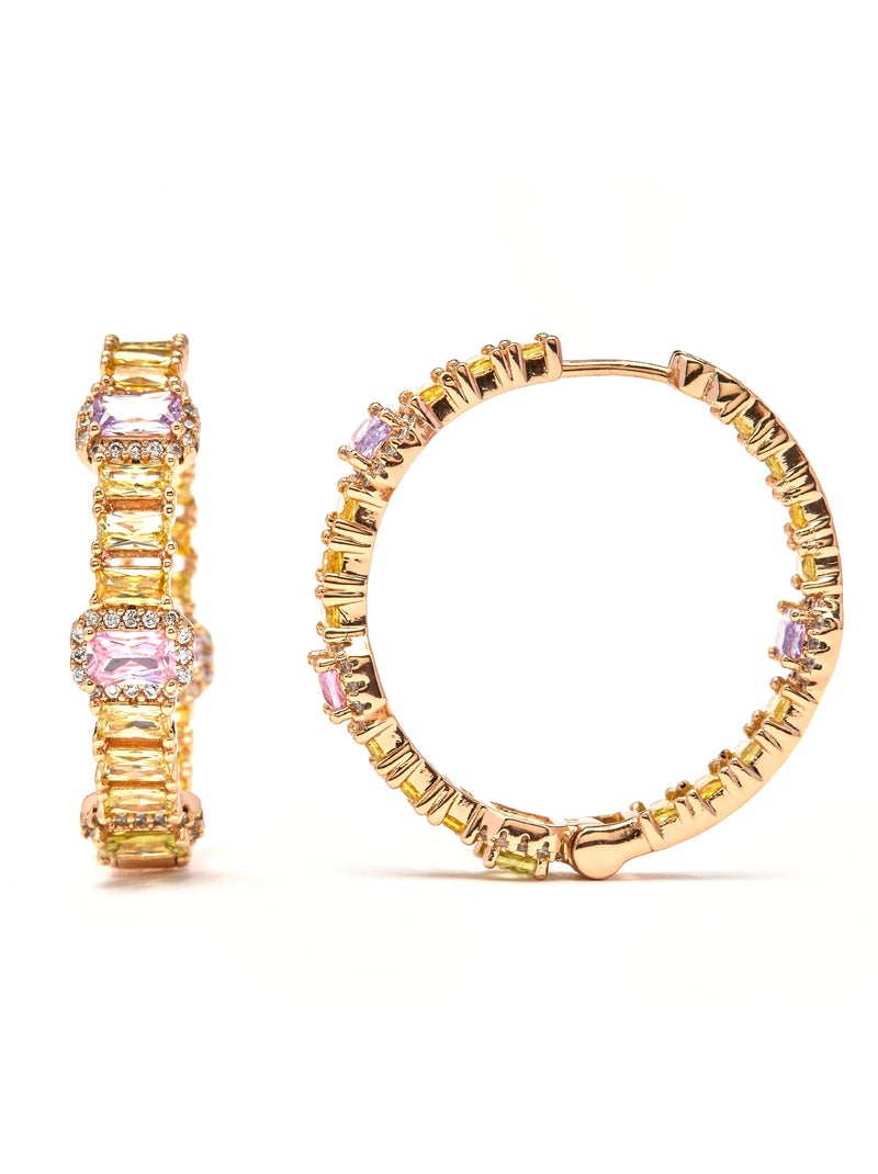 Boucles d'oreilles Luxenter et plaqué or 18k zirconia multicolore - Phisma Multicolore - Kiabi