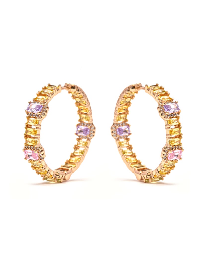 Boucles d'oreilles Luxenter et plaqué or 18k zirconia multicolore - Phisma Multicolore - Kiabi