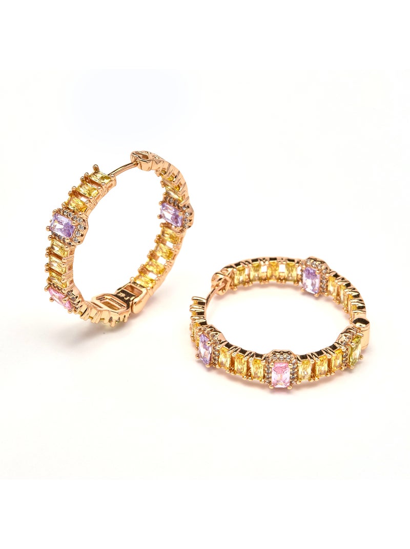 Boucles d'oreilles Luxenter et plaqué or 18k zirconia multicolore - Phisma Multicolore - Kiabi