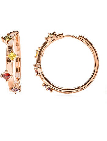 Boucles d'oreilles Luxenter et plaqué or 18k zirconia multicolore - Satore