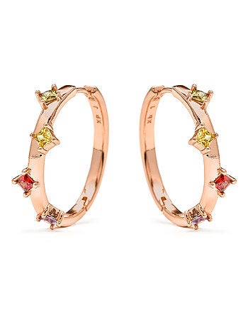Boucles d'oreilles Luxenter et plaqué or 18k zirconia multicolore - Satore