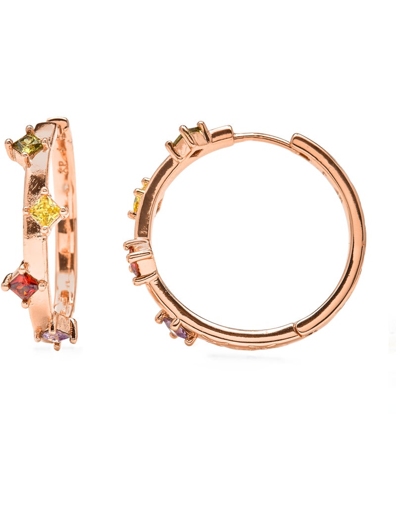 Boucles d'oreilles Luxenter et plaqué or 18k zirconia multicolore - Satore Multicolore - Kiabi