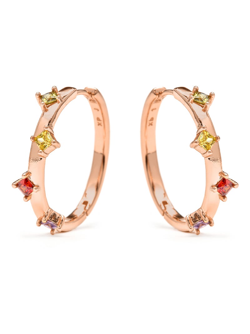 Boucles d'oreilles Luxenter et plaqué or 18k zirconia multicolore - Satore Multicolore - Kiabi