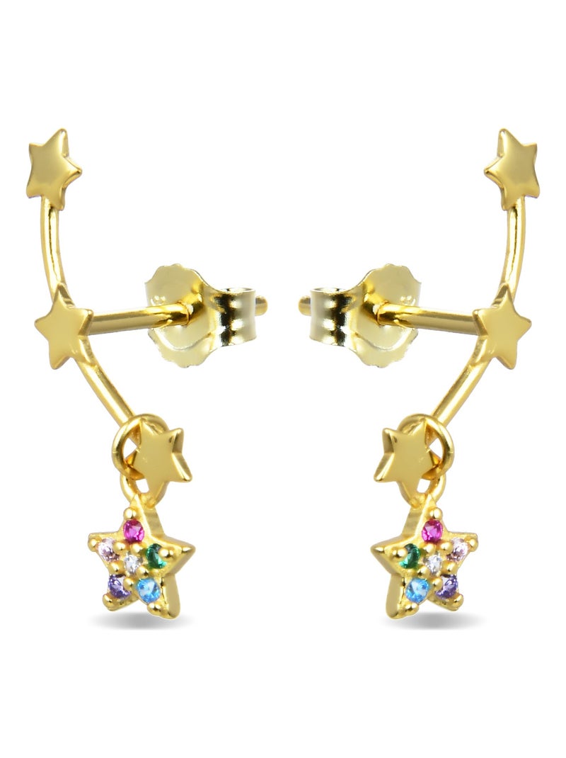 Boucles d'oreilles Luxenter ettar en argent 925 et zircon   avec finition plaquée or jaune 18k Multicolore - Kiabi